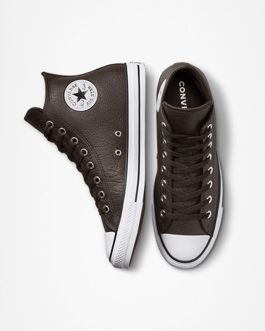 Tenisky Vysoke Converse Chuck Taylor All Star Tumbled Kozene Damske Hnede Biele Čierne | SK IPKQR4